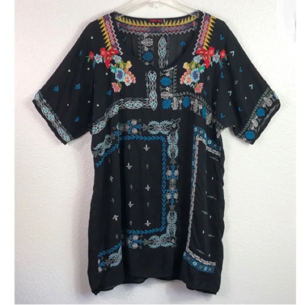Johnny Was Black Tunic with Colorful Embroidery-SO PRETTY! - Picture 1 of 8